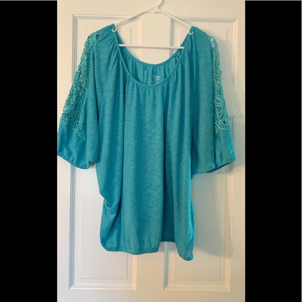 Lane Bryant Turquoise Crotchet Detail Top 18/20